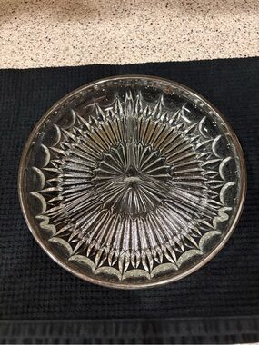 Vintage Leonard Silverplate Rimmed Crystal Relish 3 Part Dish